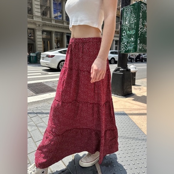 Brandy Melville Skirts Brandy Melville Red Floral Izzy Skirt Poshmark